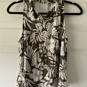 Everly Olive and White Floral Tank Top